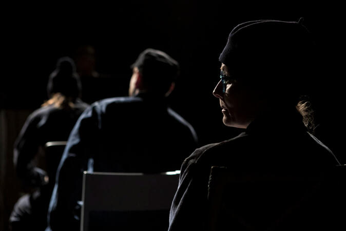 Source: Oulu City Theater - Yksi askel eteenpäin. Pictured Annina Rokka, Henri Tuominen and Anne Syysmaa. Photo: Janne-Pekka Manninen.
